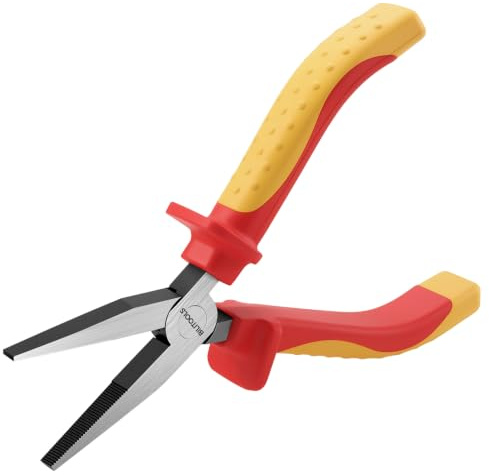 BILITOOLS 1000V Insulated Flat Nose Pliers, 6 inch, Wide Jaws, Cr-V Steel