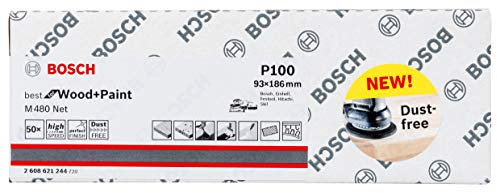Bosch Professional 50 Stück Schleifblatt M480 Best for Wood and Paint (Holz und Farbe, 93 x 186 mm, Körnung K100, Zubehör Schwingschleifer)