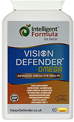VISION DEFENDER OMEGA Augenzusatz: Pflege und Linderung trockener Augen, Verbesserung der Augengesundheit-Hohe Festigkeit 1000 mg reines Omega-3-Fischöl (400 mg EPA, 200 mg DHA pro Kapsel) 60 Kapseln