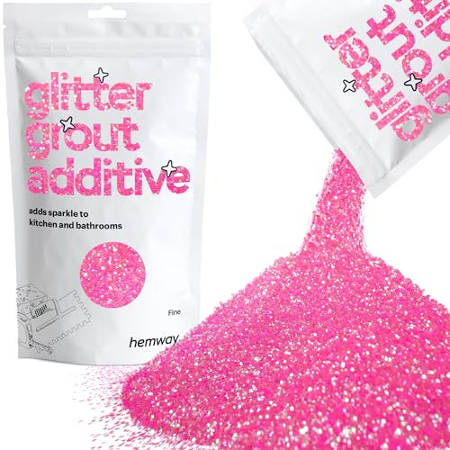 Hemway Glitter Grout Additive - Baby Pink | 100g Metallic Flakes for Adding Sparkle to Old & New Kitchen & Bathroom Tiles | Enhance Your Indoor Grouting Projects with a Durable Sparkly Effect