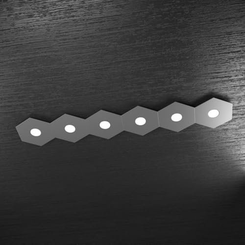 PLAFONIERA MODERNA HEXAGON LED 6xGX53 METALLO GRIGIO ANTRACITE ESAGONALE COMPONIBILE