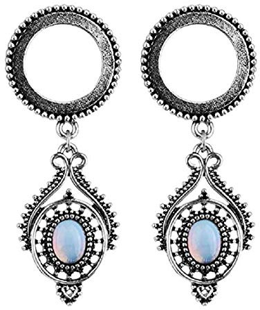 Huacan 2 Stücke Flesh Tunnel Hochwertige Chirurgenstahl 316L Elegant Anhänger Silbern/Golden Ohr Schmuck Double Flared Außengewinde Tunnel Expander 6-16mm（2ga-5/8）