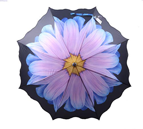 Susino 7116 Automatik Stockschirm für Damen – Winddichter Regenschirm mit großem Blumenmotiv, Fiberglasgestell, Pongee Bezug und eleganter Cocktailkante, Ø 92 cm