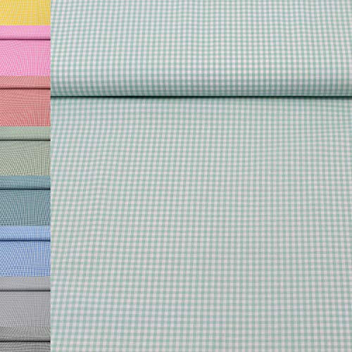 MAGAM-Stoffe Mona Vichy-Karo klein Baumwollstoff Oeko-Tex Meterware 50cm (11. Mint-Türkis)
