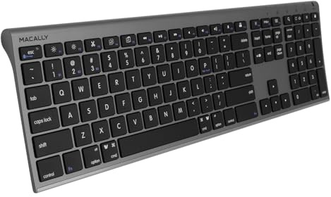 Macally Wireless Bluetooth Keyboard for Mac - Compatible Apple Keyboard or MacBook Pro/Air, iMac - Multi-Device, Up to 3 Devices with 110 Keys, 20 Shortcuts, Numeric Keypad, and Rechargeable