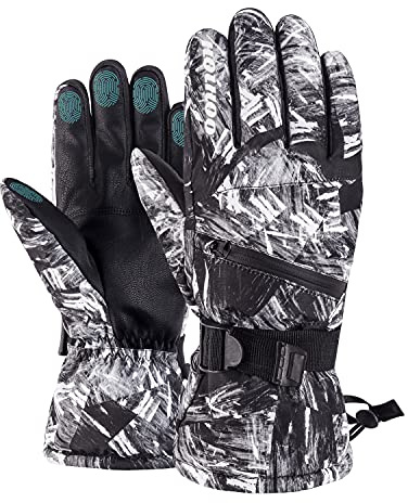 HOIHOO Ski Gloves, Waterproof Snow Gloves -30℉ Winter Gloves for Cold Weather Touchscreen Snowboard Glove Warm for Men Women (Black, X-Large)