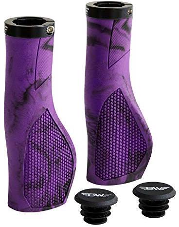 BW USA Ergo-Lock 2.0 Grips – Dual Lock-On MTB Bike Handlebar Grips - Purple/Black