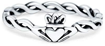 Blue Apple Co. Sterling Silver Size-10 Rope Claddagh Band Oxidized Thumb Ring Round 925 Sterling Silver
