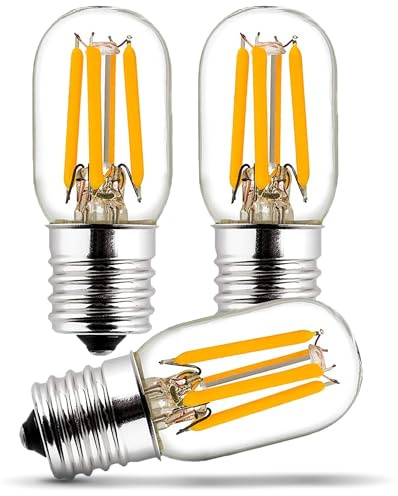 BlueStars E17 T7 LED Bulb 2W 120V (25W Equivalent), 2700K Warm White, 220lm for Microwave Oven, Range Hood, Refrigerator, Appliance Replacement Bulbs - 3 Packs