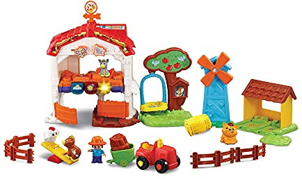 VTech - Tut Tut Animo, Super Ferme Interactive des Animaux, Jouet Musical, 4 Figurines Animaux, 1 Fermière, 2 Zones Magiques, 2 Zones Surprises, Cadeau Enfant de 1 an à 5 Ans - Contenu en Français