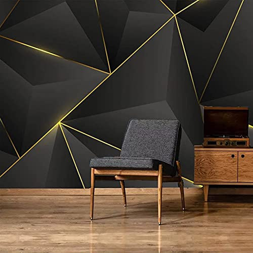 HGFHGD Selbstklebende 3D abstrakte geometrische goldene Streifen Tapete Wandbild Wohnzimmer Sofa TV Hintergrund Wandaufkleber Home Decoration