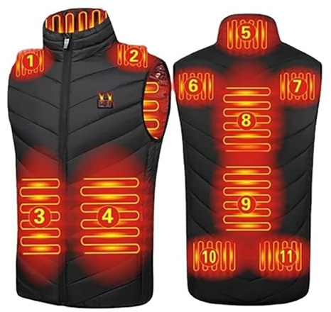 Chaleco calefactado por USB, chaleco térmico eléctrico, chaqueta de invierno para exteriores, motocicleta, camping, pesca, esquí, Negro -, 6X-Large