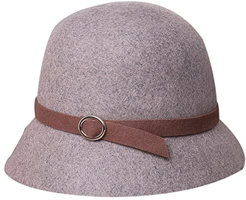 DongBao Fedora Eleganter, klassischer Damenhut,1920er Cloche Mütze, 100% Wolle,Winterhut Kirche Hüte