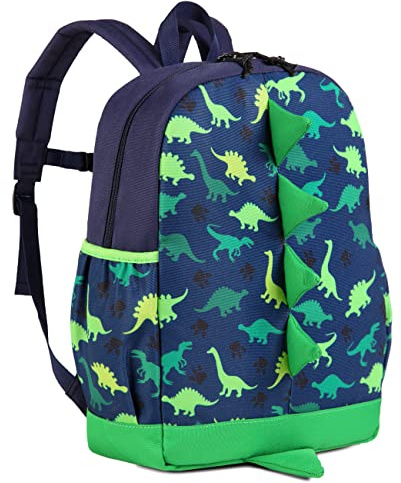 Ryggsäck för barn, VASCHY skolväska, pojke, flicka, dagis, 2–5 år, flicka, ryggsäck, lämplig för A4, 3D-dinosaurie, vattentålig, med bröstrem, baby, skola, förskola, Grön, Taille unique, Avslappnad