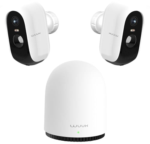 WUUK Security Cameras Wireless Outdoor, Indoor Home Surveillance System, 2K, No Monthly Fee, Motion Alert, Night Vision, 2.4/5 GHz WiFi, 32G Local Storage, Compatible with Alexa & Google, 2-Camera Kit