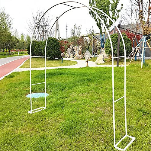 Verzinkt Rosenbogen Metall Pergola Rankhilfe Rankgitter Torbogen Für Kletterpflanzen Wetterfest Und Freistehend, Breit 120cm 150cm 180cm 200cm 210cm 230cm 240cm 250cm 280cm 300cm (W200xH230cm, Weiß)