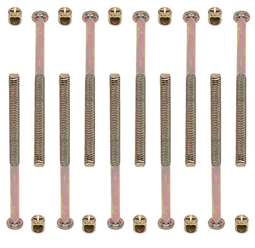 M6 x 100 mm Stockbettschrauben, Sechskant-Antriebsbuchse für Möbel, Fassmutter-Set für Kopfteil, Bettrahmen, Möbel (verzinkt)