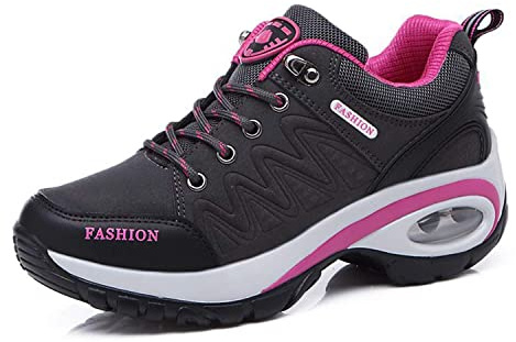 Sneakers dam bantning skor dam promenadskor gymnastik fitness kilar plattform skor, Grå, 41 EU