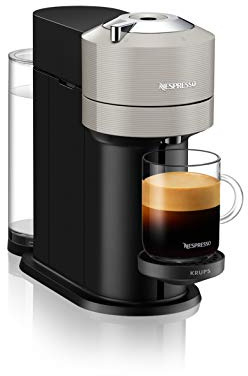 Krups XN910BKA Vertuo Next Nespresso Cafetera, calentamiento de agua de 30 segundos, apagado automático, Bluetooth y WLAN, plata