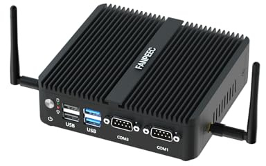 FANPEEC Fanless Mini PC J4125 Industrial 16GB DDR4 256GB MSATA SSD, PC Fanless 2 x HD+ DP Triple Display, WiFi6 BT5.2, Mini Desktop Computer Win 11 Pro Dual RJ45 Lan, 2*RS232 COM