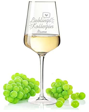 GRAVURZEILE Leonardo Weinglas mit Gravur - Lieblings Kollegin - Personalisiert mit Namen - Schönes Geschenk für die beste Arbeitskollegin - Geeignet für Rotwein & Weißwein - Farbe Puccini