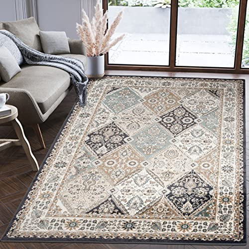 Mazovia Orientalisch Teppich - Traditioneller Teppich für Wohnzimmer, Esszimmer - Orient Teppiche Ornament - ÖKO-TEX Wohnzimmerteppich Grau - 80 x 150 cm