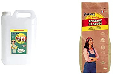 STARWAX FABULOUS Vinaigre Blanc 9.5° sans Parfum - 6L - Anti-Calcaire Puissante - Vertus Domestiques - Ecocert & STARWAX FABULOUS Cristaux de Soude - 1kg -Nettoyant Multi-usages