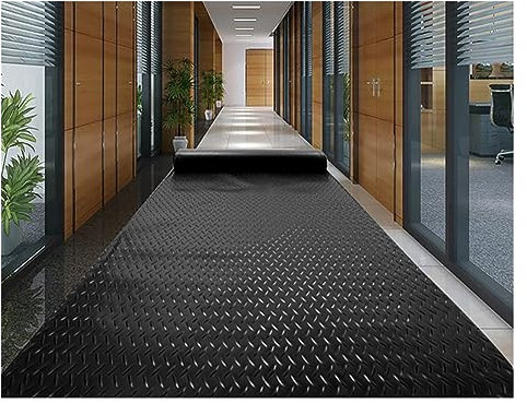 Garage Gummimatte Werkstattboden 0.5m 1m 2m 3m 4m 5m 6m 7m 8m 9m 10m lang Gummiläufer für Außen-/Flur-/Küchen-/Garagenböden, Diamantplatte Rutschfest Gummi-Fußmatten Rollen, Schwarz 3mm dick ( Color :