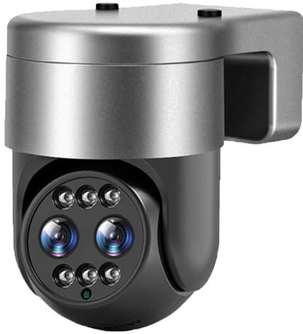 SXBCyan Telecamera di Sicurezza a Doppio Obiettivo WiFi Esterno 4MP HD di sorveglianza CCTV Zoom 8X PTZ IP Cam Monitoraggio Automatico (Size : 4MP No Poe)