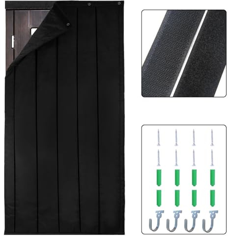 TroyStudio Thick Door Soundproofing Blanket, 37.5 x 86.6 x 0.8 inches Heavy Window Sound Barrier Sheet, Bedroom Acoustic Dampening Curtain Divider, Wall Noise Blocker for Music Home Recording Studio M