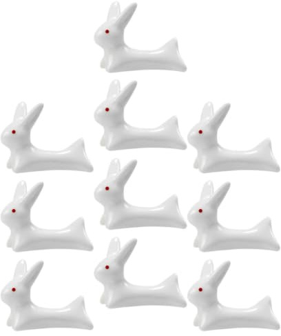 ABOOFAN Repose-Baguettes en Céramique Blanc, Lot de 10pcs, Design Lapin Cartoon, Pratique et Portable pour Décoration Salle D'étude et Repas