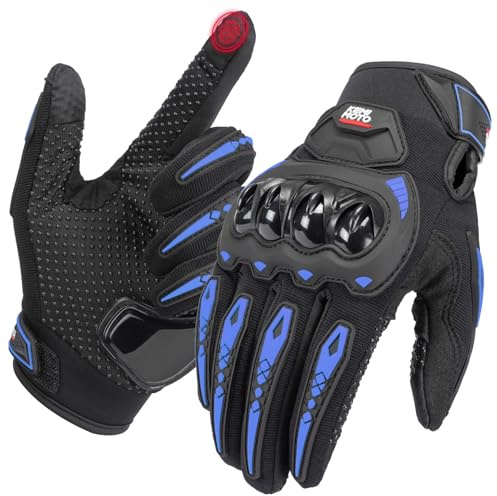 KEMIMOTO Guantes Moto Hombre, Guantes Moto Verano Protector Nudillos, Transpirables Exterior Pantalla Táctil para Hombre y Mujer, para Motos, Bicicletas, Scooters, Caza