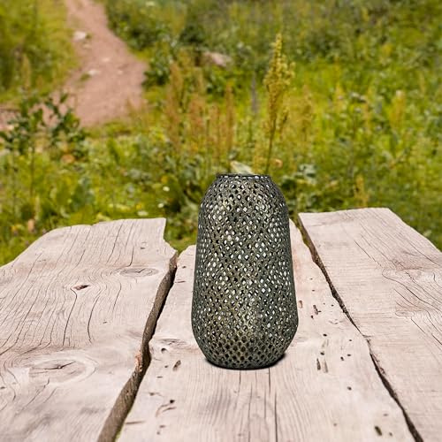 Crispe Home & Garden | orientalisches Windlicht aus Metall | Laterne Madras | Türkis/Gold | Höhe 28 cm Ø 16 cm | Goldschimmerndes Licht