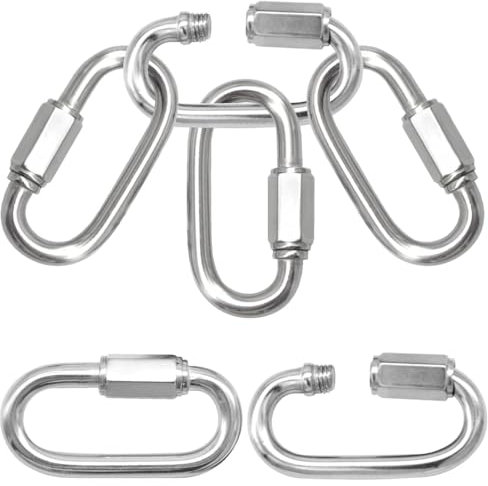 CEEYSEE 6Pcs D Shackle M6 304 Stainless Steel Shackles Quick D Ring Chain Connector Chain Clasp Thread Carabiner Heavy Duty Clips Chain Connector Maximum load capacity:280kg (U/M6/0-SK)