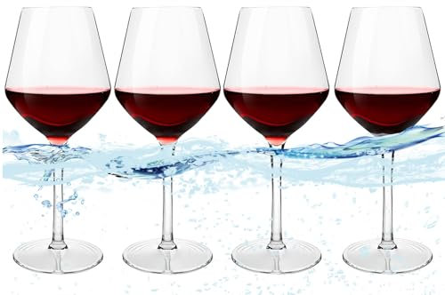 Floating Wine Glasses for Pool, Floating Plastic Wine Glasses for The Hot Tub, Shatterproof Poolside Wine Glasses (18 oz | Set of 2/4/6) (4 Pcs)