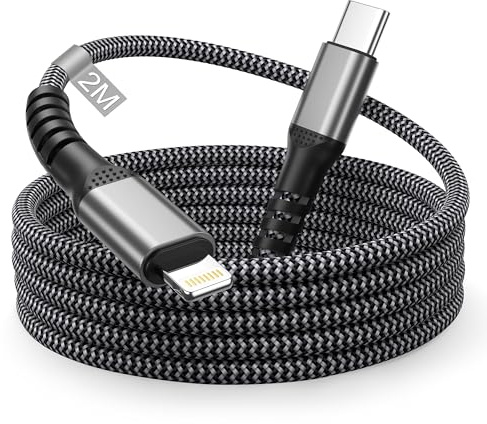 USB C Lightning kabel 2 m, MFi-certifierad iPhone laddningskabel USB C Lightning kabel USB C laddningskabel iPhone snabbladdningskabel nylon iPhone USB C-kabel för Apple iPhone 14 Pro Max/14