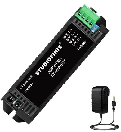 STUODIOFINIX 2-Kanal Mini Bluetooth Verstärker für passive Lautsprecher mit TWS, AUX, Ersatzteil, passend für Wand/Decke/Marine/Bücherregal Lautsprecher