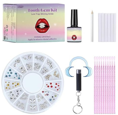 DMNQ Zahnschmuck SetTooth Gem Kit Zahn Steinchen set Tooth Gems Zahn Edelstein set DIY Krystal Dekoration für Zahn Zahnschmuck Partyzähne Dekoration