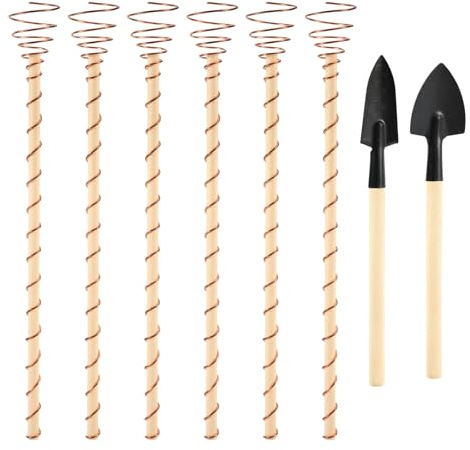 6pz Pali per Piante per Elettrocoltura con 2 Pale da Giardino, Pali da Giardino in Rame da 29,2cm Alto Rendimento Antenna per Elettrocoltura per la Crescita di Piante Frutta Verdura