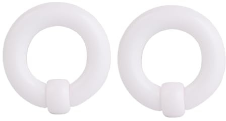 Calefee Ohr Tunnel 2mm-10mm, Ohr Plug Acryl Weißer Ring mit Kugel Ohr Piercing für Herren Piercing-Schmuck 2 Stücke