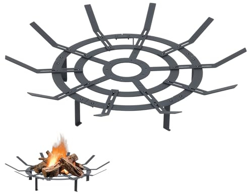 Aoodor 78.7CM in Fire Grate, Round Adjustable Size Smoke-Free Fire Pit Grate, Heavy Duty Burning Log Grate for Outdoor Campfire, Hearth Wood Stove and Outdoor Camping, Black