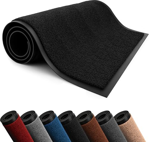 Lexell Door Mats Indoor, Highly Absorbent Washable Doormat, Heavy Duty Non-Slip Rubber Backed Floor Mats for Front & Back Door (Black, 60 cm x 90 cm)