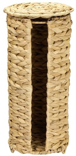 HMF Porte-papier toilette tressé en jacinthe d'eau durable, support de papier toilette debout | 3 rouleaux de papier toilette | 35,5 x 17 cm