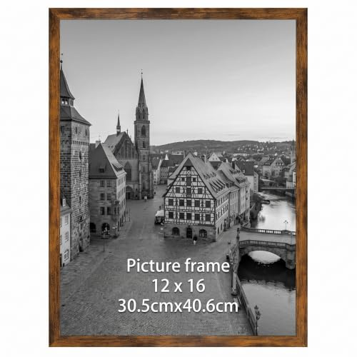 Ditwis Bilderrahmen 30x40 Braun, Fotorahmen für 40x30 cm Poster, Fotos, Kunstwerke und Puzzles, Modern Posterrahmen zum Aufhängen, Rahmen für Wohnungen, Büros und Galerien