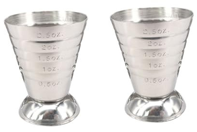 Alipis 2 Pezzi Tazza di miscelazione misurino per Cocktail misurini per Cocktail Tazza dosatrice Resistente Tazza dosatrice Versatile Barra di Jigging Jigger Bar da un'oncia Silver