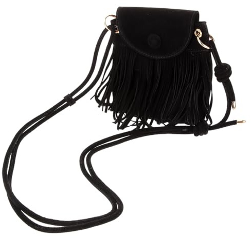 Beaupretty Fringe Crossbody Bag for Women Black Tassel Shoulder Purse | Small Fringe Bag for Daily Wear Travel Festival Outfits