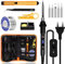 Fer à Souder Set, Electronique De Precision Kit 80W Température Réglable 180-520°C Fer A Souder avec interrupteur ON/OFF, 5 Conseils de soudage, Pompe à Dessouder, Support, Pincettes