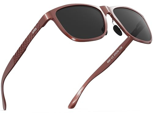 ATTCL Polarised Sunglasses Mens Square AL-MG Metal Frame UV400 for Driving | HD TAC lens,Anti Glare,Scratch Resistant,Lightweight,Adjustable Silicone Nose Pads,Classic Fashion,for Travel,Hiking