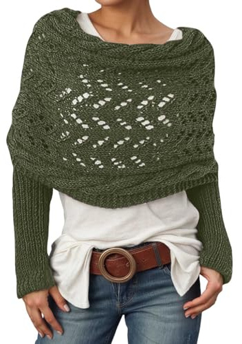 Generisch Gelb Damenschal mit Ärmeln, Garnschal, Strickschal Pullover mit Ärmeln, böhmischer Pashmina-Schal Umhang, Langschal Strickschal