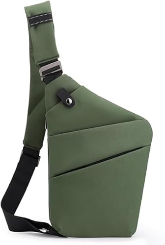 Borsa da viaggio antifurto, monospalla di grande capacità, borsa a tracolla al petto, alla moda, leggera, per viaggi e sport, Verde, 7.87 x 12 x 0.75 inches